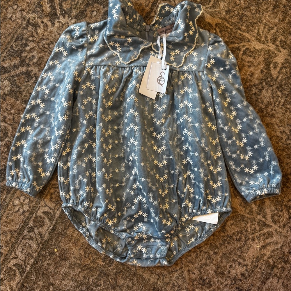 Blue Floral Baby Romper